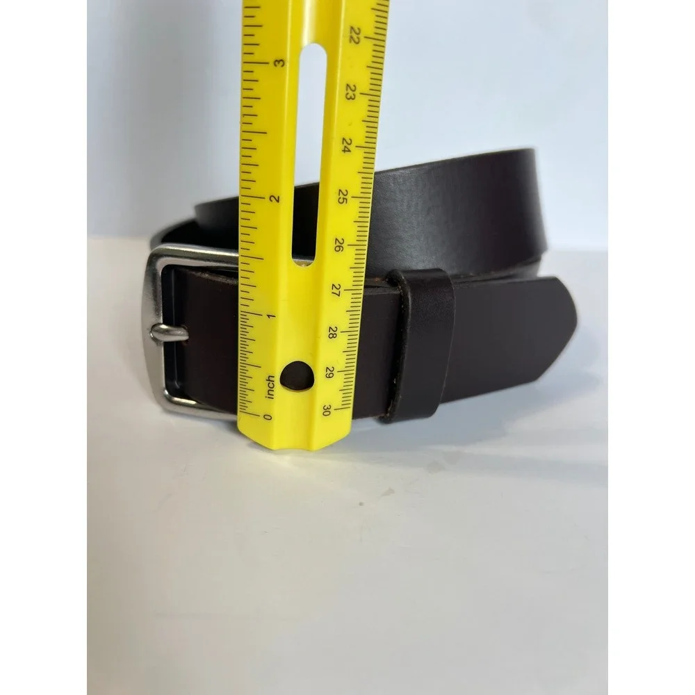 Gap Mens Dark Brown Cow Leather Belt Made in USA Silver Buckle 28